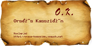 Orsós Kasszián névjegykártya